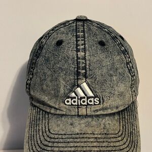 New Adidas Washed Black Cap with White Logo